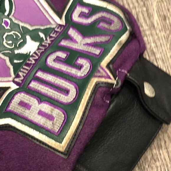 Vintage 90s Y2K Jeff Hamilton NBA Team Patchwork Jacket Mens 6XL Wool Basketball - Picture 5 of 8